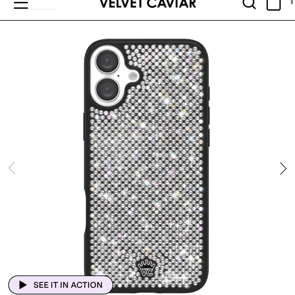 iPhone 16 Velvet Caviar Black Caviar Crystals Phone Case